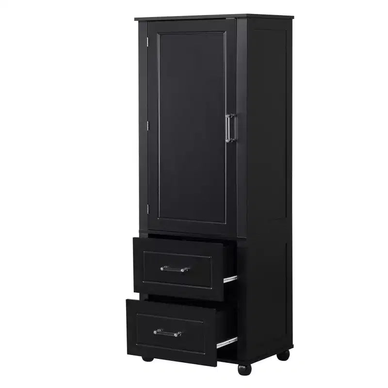 Whisen Mueble Alto de Almacenamiento para Baño, Armario Independiente con Dos Cajones y Estante Ajustable