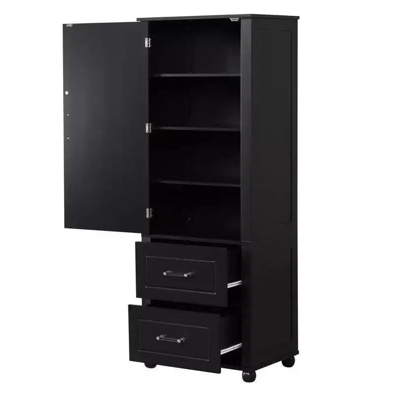 Whisen Mueble Alto de Almacenamiento para Baño, Armario Independiente con Dos Cajones y Estante Ajustable