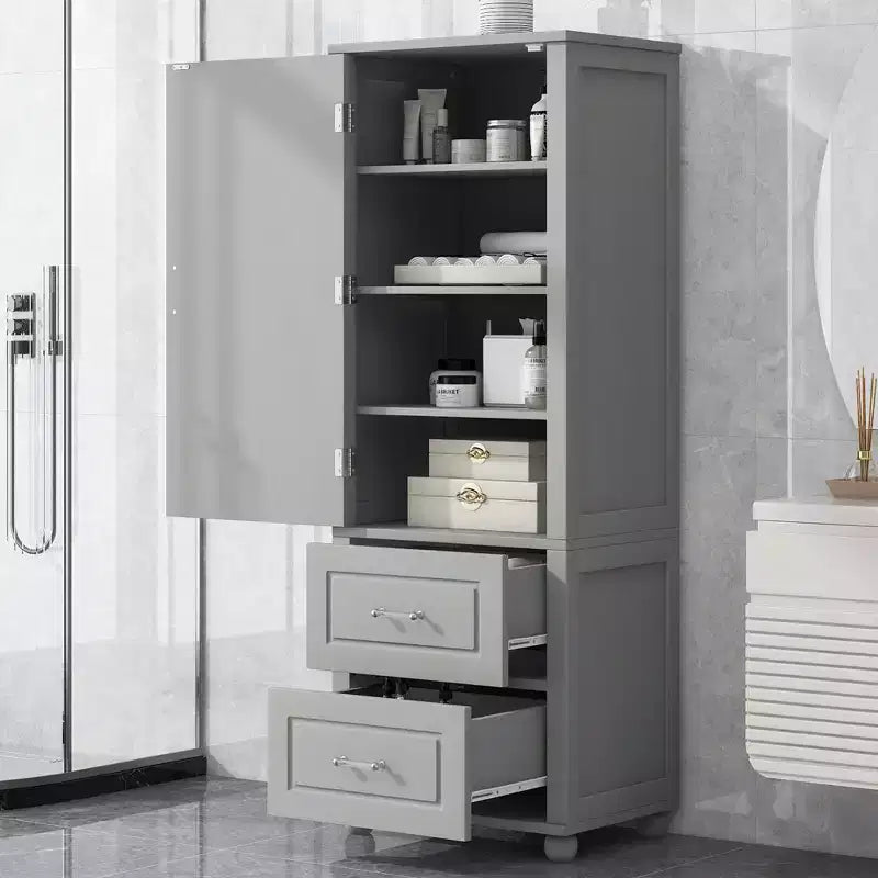 Whisen Mueble Alto de Almacenamiento para Baño, Armario Independiente con Dos Cajones y Estante Ajustable
