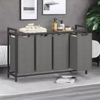 45.7 x 13 x 28.4 Inches Laundry Sorter Hamper, Laundry Basket Storage, Laundry Sorter with 4 Pull-Out and Removable Bags, Shelf, Metal Frame, (40L)