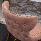 Roundhill Furniture Nevis Taburete de mostrador moderno de mediados de siglo de cuero sintético con ribete capitoné de cabeza de clavo, rosa, juego de 2