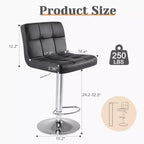 Juego de 4 taburetes de bar ajustables giratorios: taburetes de altura de mostrador de cuero PU con respaldo cuadrado y asiento acolchado (cocina/bar modernos)