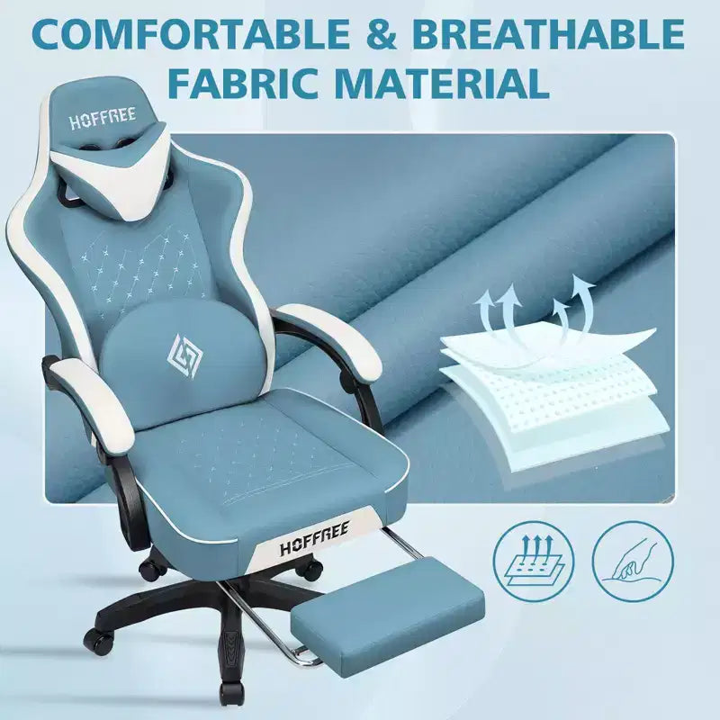 Silla ergonómica Hoffree de piel para juegos y masajes, para oficina, PC, con reposapiés y ajustable