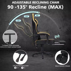 Silla ergonómica Hoffree de piel para juegos y masajes, para oficina, PC, con reposapiés y ajustable