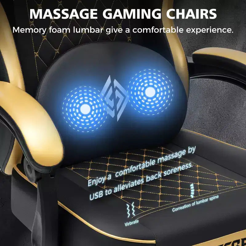 Silla ergonómica Hoffree de piel para juegos y masajes, para oficina, PC, con reposapiés y ajustable