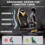 Silla ergonómica Hoffree de piel para juegos y masajes, para oficina, PC, con reposapiés y ajustable