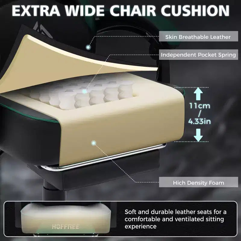 Silla ergonómica Hoffree de piel para juegos y masajes, para oficina, PC, con reposapiés y ajustable
