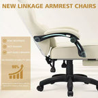 Silla ergonómica Hoffree de piel para juegos y masajes, para oficina, PC, con reposapiés y ajustable