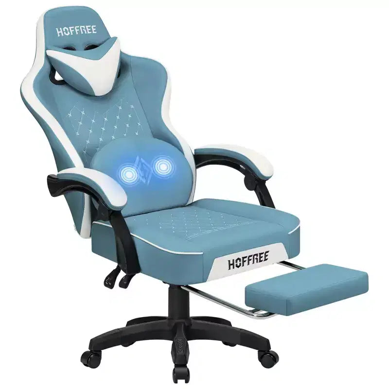 Silla ergonómica Hoffree de piel para juegos y masajes, para oficina, PC, con reposapiés y ajustable