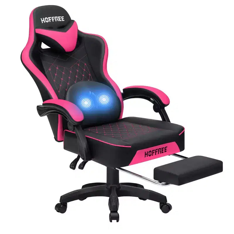 Silla ergonómica Hoffree de piel para juegos y masajes, para oficina, PC, con reposapiés y ajustable