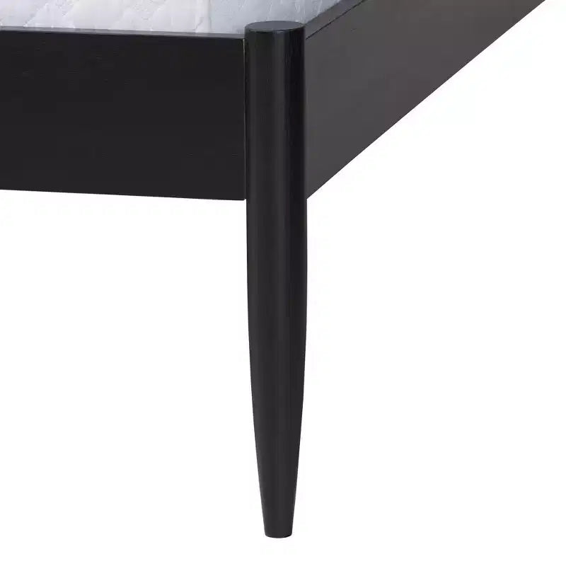 Juego de dormitorio de 5 piezas Baxton Studio Shirin de tela beige y madera negra, tamaño Queen, estilo de mediados de siglo
