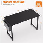 Escritorio para juegos de ordenador de 55 pulgadas con almacenamiento, mesa de PC de estilo moderno y sencillo para jóvenes, estudiantes y adultos en casa o la oficina