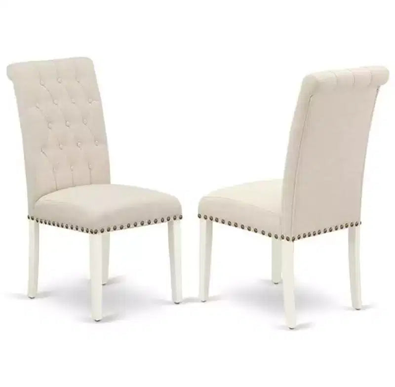 Juego de mesa de cocina HomeStock de 7 piezas, sillas Parson en lino blanco