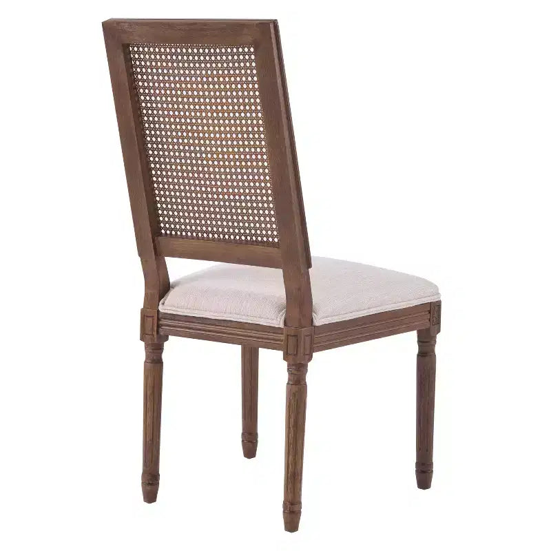 Christopher Knight Home Sillas de comedor tapizadas de madera y mimbre estilo rústico francés Brownell (Juego de 4)