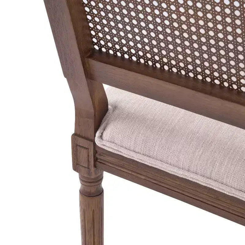 Christopher Knight Home Sillas de comedor tapizadas de madera y mimbre estilo rústico francés Brownell (Juego de 4)