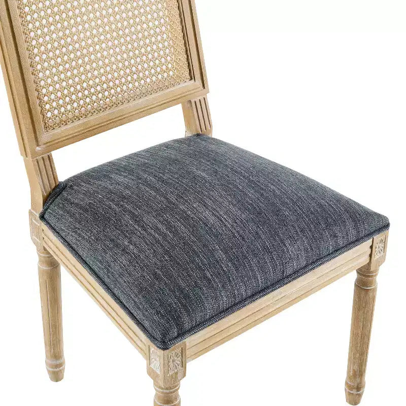 Christopher Knight Home Sillas de comedor tapizadas de madera y mimbre estilo rústico francés Brownell (Juego de 4)
