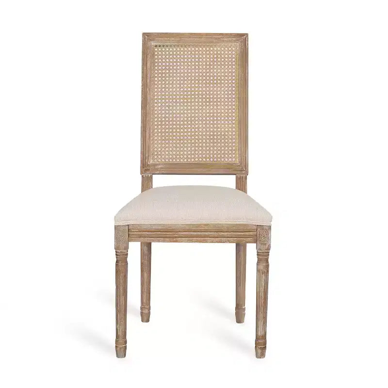 Christopher Knight Home Sillas de comedor tapizadas de madera y mimbre estilo rústico francés Brownell (Juego de 4)
