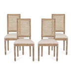 Christopher Knight Home Brownell French Country Wood and Cane Upholstered Dining Chairs (Set of 4)