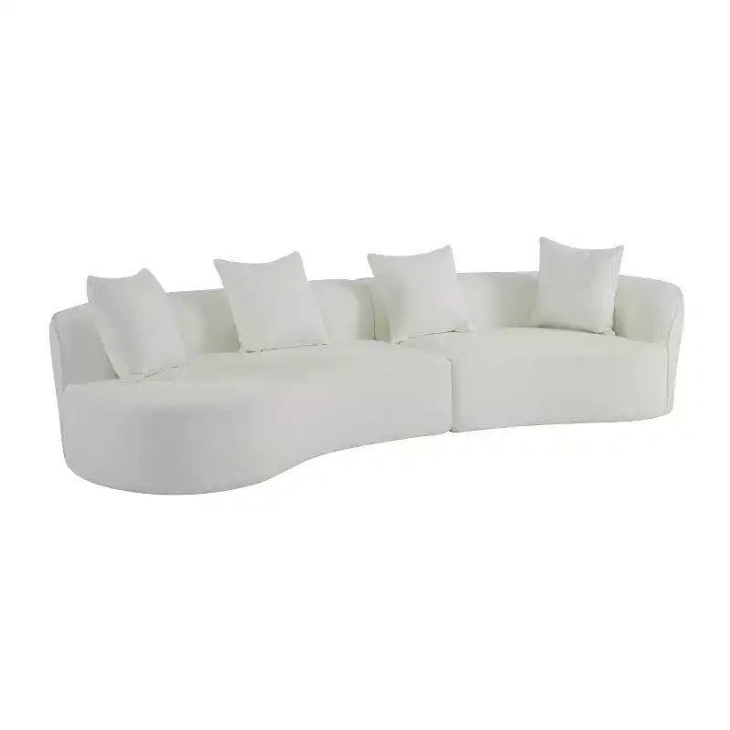 Christopher Knight Home Hailey Sofá seccional curvo moderno tapizado en bouclé de 126" y 5 plazas con almohadas