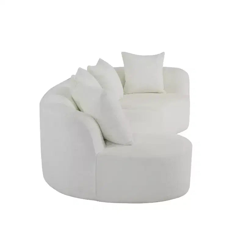 Christopher Knight Home Hailey Sofá seccional curvo moderno tapizado en bouclé de 126" y 5 plazas con almohadas