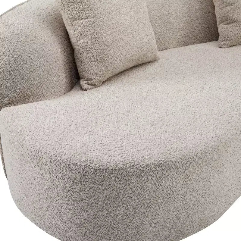 Christopher Knight Home Hailey Sofá seccional curvo moderno tapizado en bouclé de 126" y 5 plazas con almohadas