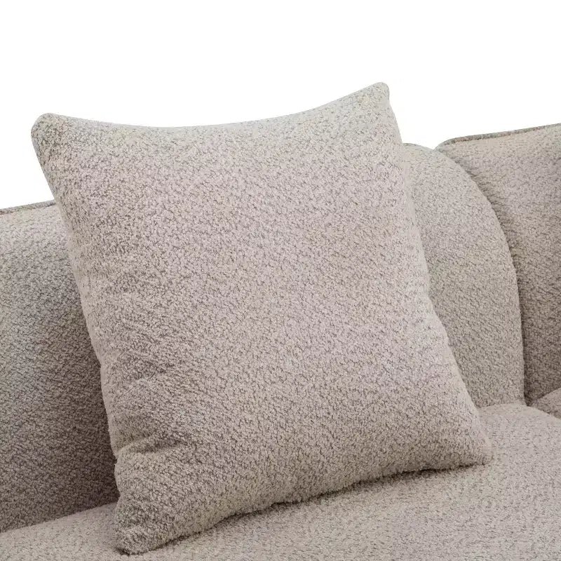Christopher Knight Home Hailey Sofá seccional curvo moderno tapizado en bouclé de 126" y 5 plazas con almohadas