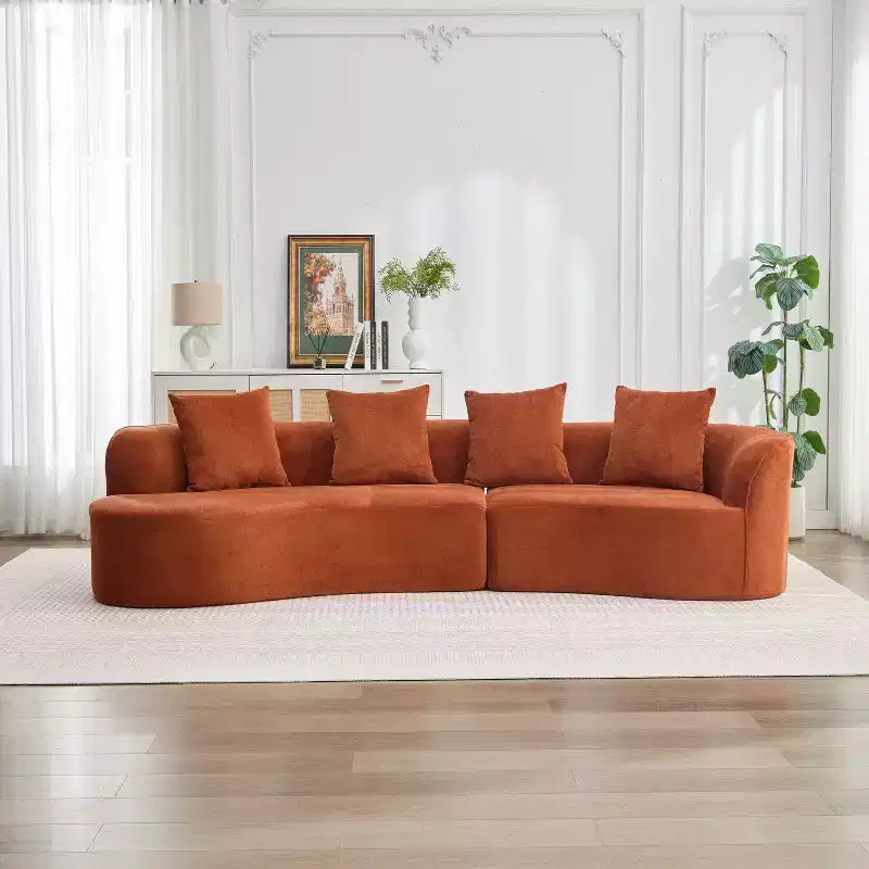 Christopher Knight Home Hailey Sofá seccional curvo moderno tapizado en bouclé de 126" y 5 plazas con almohadas