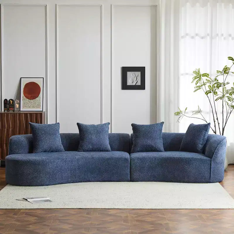 Christopher Knight Home Hailey Sofá seccional curvo moderno tapizado en bouclé de 126" y 5 plazas con almohadas
