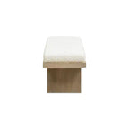 Jennifer Taylor Home Bella Banco de acento moderno tapizado de 52 pulgadas, boucle blanco marfil