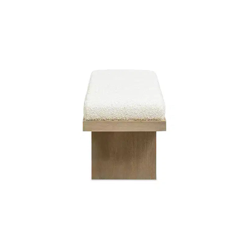 Jennifer Taylor Home Bella Banco de acento moderno tapizado de 52 pulgadas, boucle blanco marfil