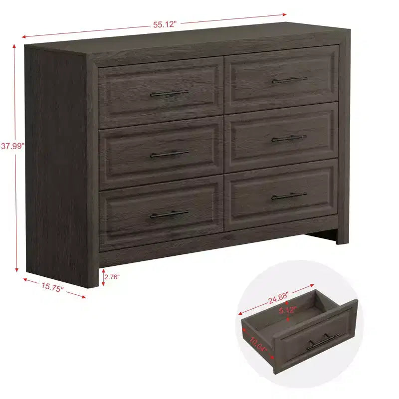 Juego de dormitorio de muebles de 5 piezas de madera natural antigua tamaño Queen - Cama, 2 cómodas, espejo y mesita de noche