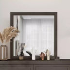Juego de dormitorio de muebles de 5 piezas de madera natural antigua tamaño Queen - Cama, 2 cómodas, espejo y mesita de noche