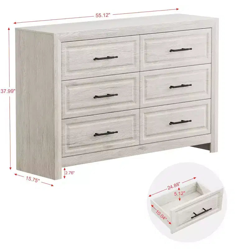 Juego de dormitorio de muebles de 5 piezas de madera natural antigua tamaño Queen - Cama, 2 cómodas, espejo y mesita de noche