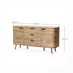 LuxenHome Aparador Alacena con Almacenamiento, Gabinete Consola de Acabado en Roble Natural de Madera Manufacturada de 59'' de Ancho con 2 Puertas y 3 Cajones