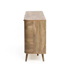 LuxenHome Aparador Alacena con Almacenamiento, Gabinete Consola de Acabado en Roble Natural de Madera Manufacturada de 59'' de Ancho con 2 Puertas y 3 Cajones