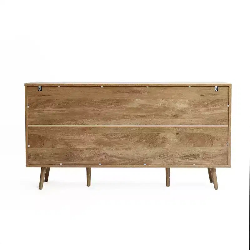 LuxenHome Aparador Alacena con Almacenamiento, Gabinete Consola de Acabado en Roble Natural de Madera Manufacturada de 59'' de Ancho con 2 Puertas y 3 Cajones