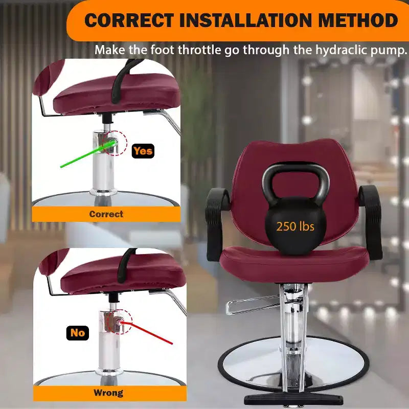 BestMassage Sillón de barbero para peluquería con bomba hidráulica giratoria 360 grados