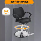 BestMassage Sillón de barbero para peluquería con bomba hidráulica giratoria 360 grados