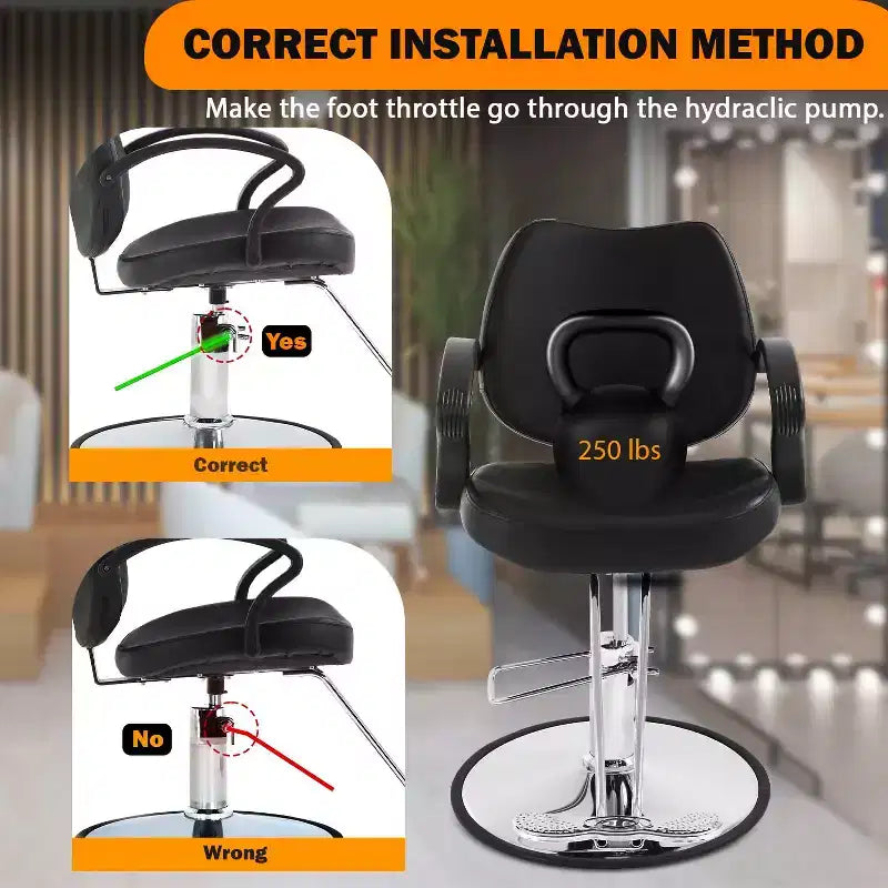 BestMassage Sillón de barbero para peluquería con bomba hidráulica giratoria 360 grados