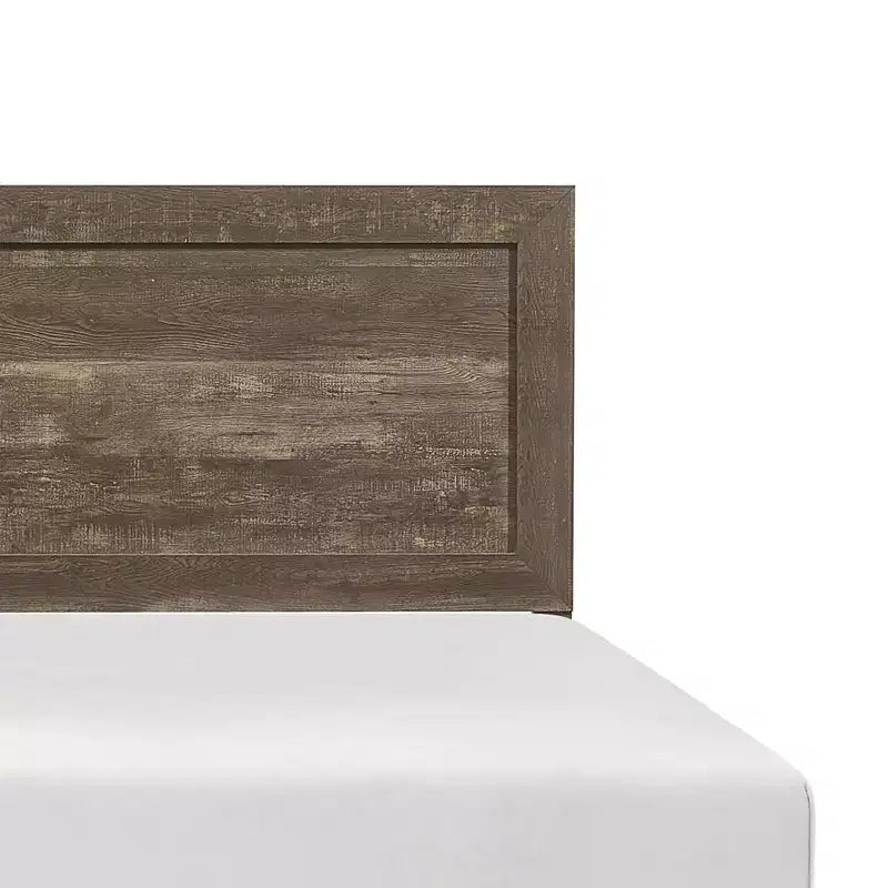 Cama de panel de madera tamaño completo GDFStudio Geoffrey rústica marrón