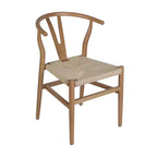 Silla de Comedor Apilable Merrick Lane con Diseño de Respaldo en Y, Estructura de Madera Maciza, Asiento de Cuerda de Papel Kraft Tejido