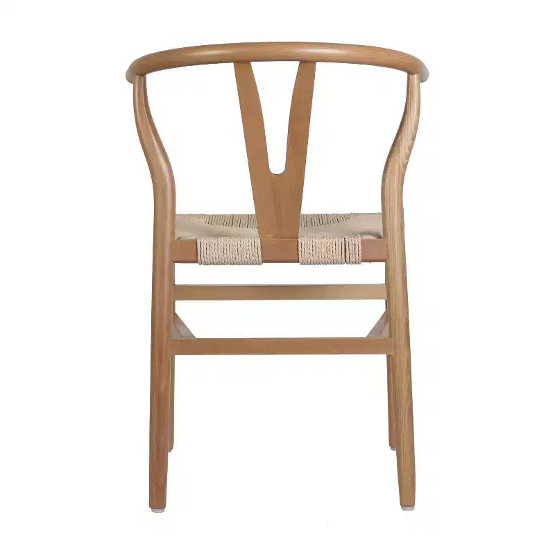 Silla de Comedor Apilable Merrick Lane con Diseño de Respaldo en Y, Estructura de Madera Maciza, Asiento de Cuerda de Papel Kraft Tejido