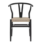Silla de Comedor Apilable Merrick Lane con Diseño de Respaldo en Y, Estructura de Madera Maciza, Asiento de Cuerda de Papel Kraft Tejido