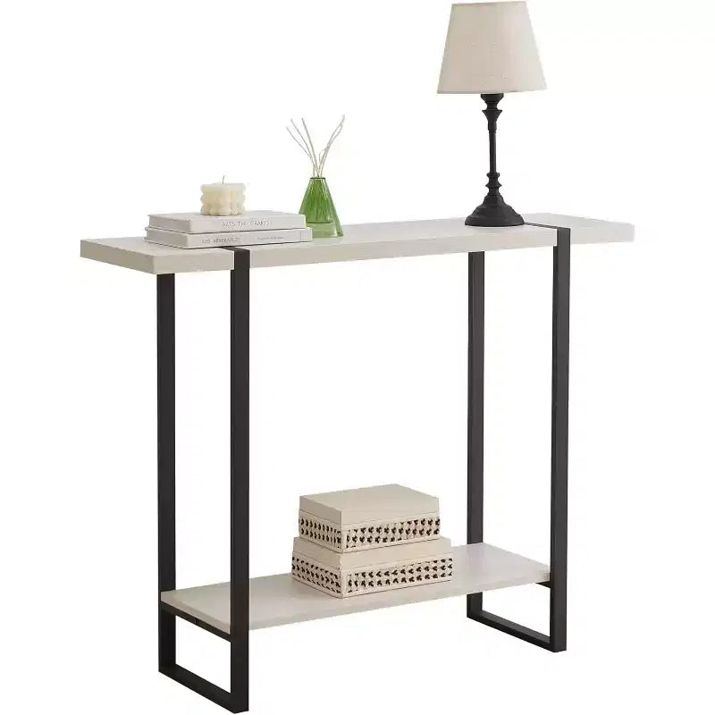 Mesa Consola Kings Brand Furniture con Estantes - Mesa Moderna de Sofá de Metal y Madera para Sala de Estar, Entrada, Pasillo, Vestíbulo
