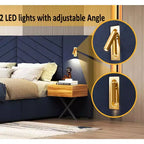 GDFStudio Salome Juego de muebles de dormitorio de terciopelo de 3 piezas con dos mesitas de noche LED