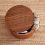Puf otomano Ornavo Home de 22 pulgadas redondo grande para almacenamiento y mesa de centro