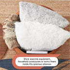Puf otomano Ornavo Home de 22 pulgadas redondo grande para almacenamiento y mesa de centro