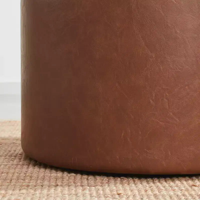 Puf otomano Ornavo Home de 22 pulgadas redondo grande para almacenamiento y mesa de centro