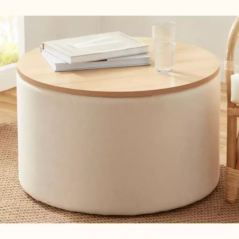 Puf otomano Ornavo Home de 22 pulgadas redondo grande para almacenamiento y mesa de centro
