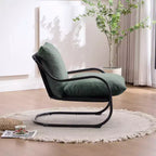 Sillón decorativo moderno y curvo FERPIT con tapicería de lino sintético, cómodo sillón con estructura de metal y cojines